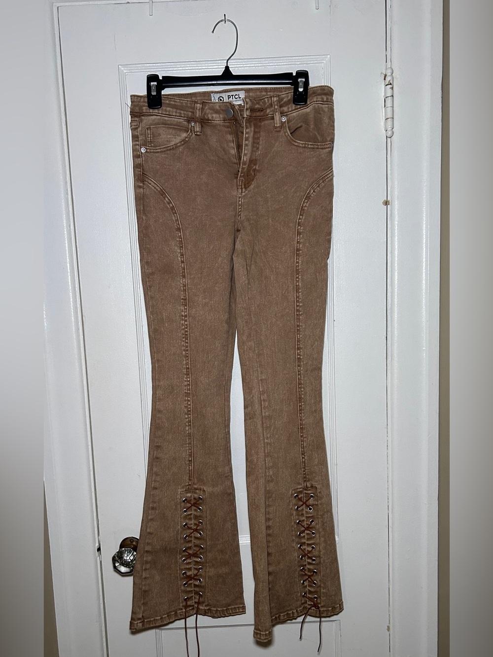 TCL Brown Lace-Up Flare Jeans